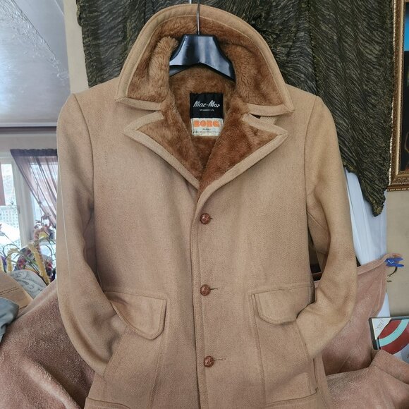 Fabulous warm borg lining/collar - Vintage Mac Mor Wool Coat - Leather buttons - Picture 4 of 10